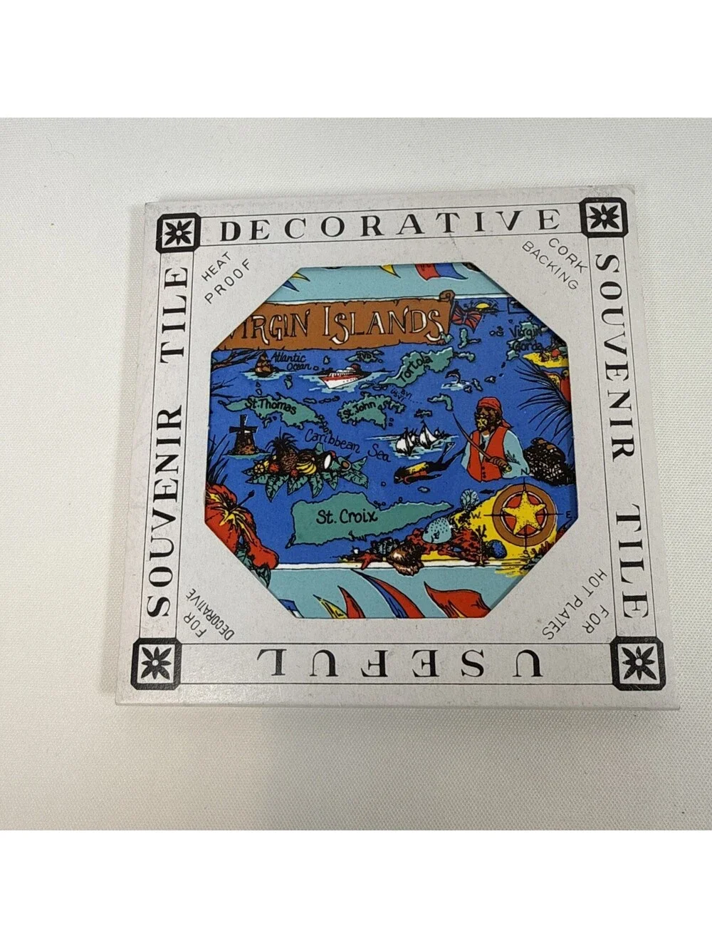 Souvenir Ceramic Tile heat proof, Virgin Islands 6